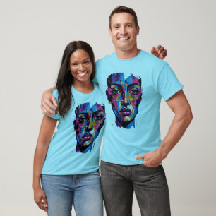 Modernes Abstract Face Art T-Shirt