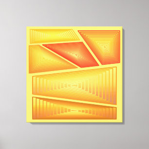 Modernes Abstrakt - 3-D Pyramiden, Gold Leinwanddruck