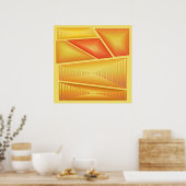 Modernes Abstrakt - 3-D Pyramiden, Gold Poster (Küche)