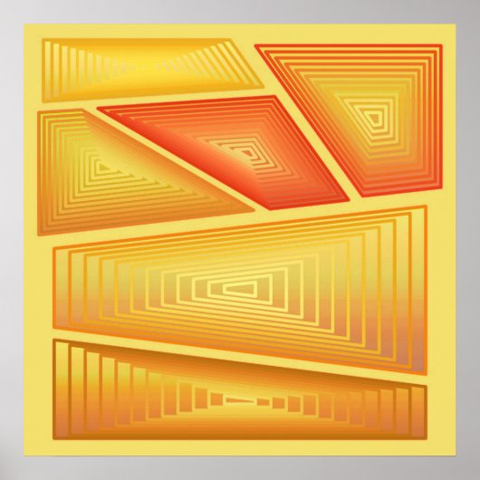 Modernes Abstrakt - 3-D Pyramiden, Gold Poster (Vorne)