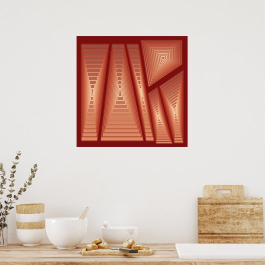 Modernes Abstrakt - 3-D-Pyramiden, Kupfer Poster (Küche)