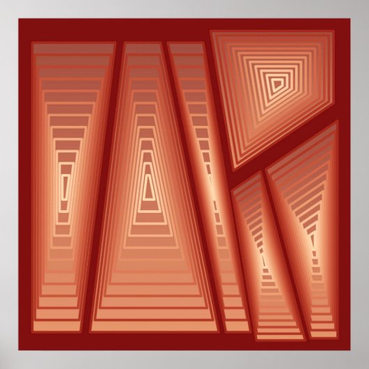 Modernes Abstrakt - 3-D-Pyramiden, Kupfer Poster (Vorne)