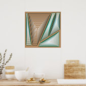 Modernes Abstrakt - 3-D Pyramiden, Taupe und Silve Poster (Küche)