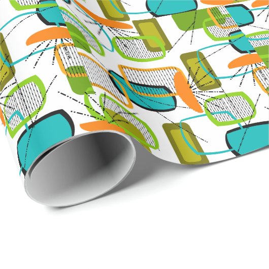 Modernes Abstrakt #57 Mitte des Jahrhunderts Geschenkpapier (Rolleneckpunkt)