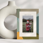 Modernes Abstrakt Art Green Sage Aquamarines Foto Feiertagskarte<br><div class="desc">Moderne Abstrakte Kunstformen sorgen für Aquamarine,  individuelle Weihnachtskarte für Foto</div>