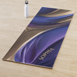 Modernes Abstrakt-Blau, Lila und Gold- Yogamatte