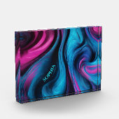 Modernes Abstrakt-Blau und Rosa- Fotoblock (Links)