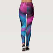 Modernes Abstrakt-Blau und Rosa- Leggings (Rückseite)