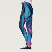 Modernes Abstrakt-Blau und Rosa- Leggings (Links)