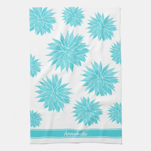 Modernes Abstrakt-blaues Agave Muster | PERSONALIS Geschirrtuch (Vertikal)