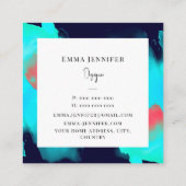 Modernes, Abstrakt-blaues Muster Quadratische Visitenkarte (Rückseite)