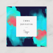 Modernes, Abstrakt-blaues Muster Quadratische Visitenkarte (Vorderseite)