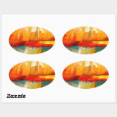 Modernes Abstrakt-expressionistisches Gemälde Ovaler Aufkleber (Blatt)