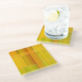 Modernes Abstrakt | Farbenfrohe Zitrusfarben Glasuntersetzer (Schrägansicht)