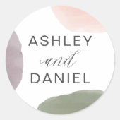 Modernes Abstrakt Garden-Hochzeitsticker Runder Aufkleber (Vorderseite)