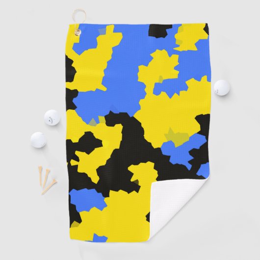 Modernes, Abstrakt-gelb-blaues Muster Golfhandtuch (Insitu)
