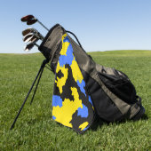 Modernes, Abstrakt-gelb-blaues Muster Golfhandtuch (Gras)