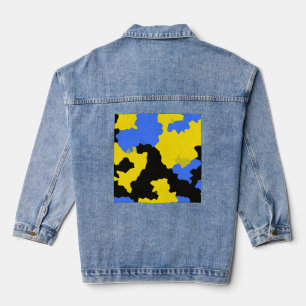 Modernes, Abstrakt-gelb-blaues Muster Jeansjacke
