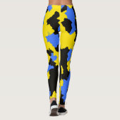 Modernes, Abstrakt-gelb-blaues Muster Leggings (Rückseite)