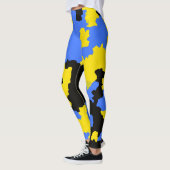 Modernes, Abstrakt-gelb-blaues Muster Leggings (Links)