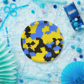 Modernes, Abstrakt-gelb-blaues Muster Pappteller (Party)