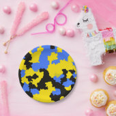 Modernes, Abstrakt-gelb-blaues Muster Pappteller (Party)