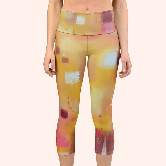 Modernes Abstrakt-Gelb Capri Leggings