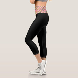 Modernes Abstrakt-Gelbgoldfarben-Schwarz Capri Leggings