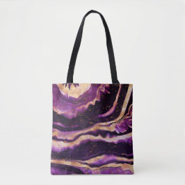 Modernes Abstrakt Geode Dark Lila Pink Gold Agate Tasche