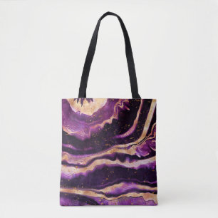 Modernes Abstrakt Geode Dark Lila Pink Gold Agate Tasche