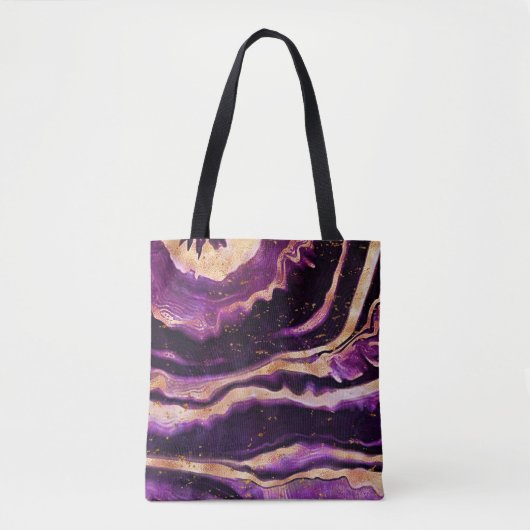 Modernes Abstrakt Geode Dark Lila Pink Gold Agate Tasche (Vorderseite)