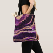 Modernes Abstrakt Geode Dark Lila Pink Gold Agate Tasche (Von Nahem)