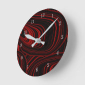 Modernes Abstrakt Geode-Muster in Red Black Runde Wanduhr (Winkel)