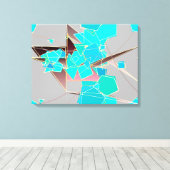 Modernes Abstrakt - geometrisch, grau und türkis Leinwanddruck (Insitu (Holzboden))