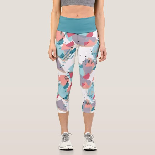 Modernes Abstrakt geometrisches Angesagtes 50er Ku Capri Leggings (Vorderseite)