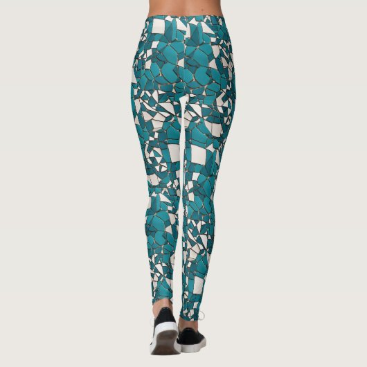Modernes Abstrakt geometrisches Aquamarines Schmet Leggings (Rückseite)