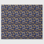 Modernes Abstrakt geometrisches Blau und Gold Geschenkpapier (Flach)
