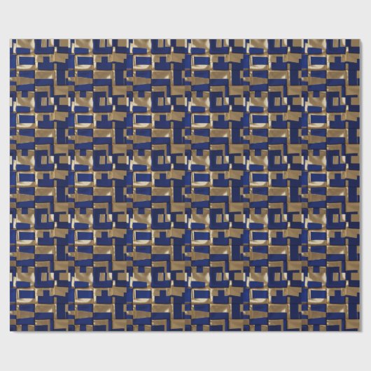 Modernes Abstrakt geometrisches Blau und Gold Geschenkpapier (Flach)