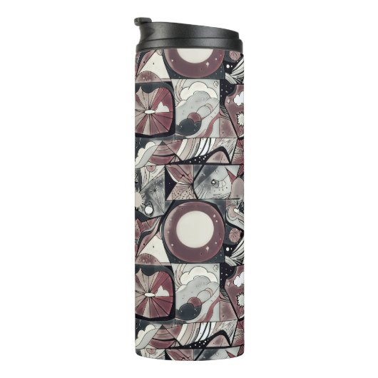 Modernes abstrakt geometrisches Digitalmuster 46 Thermosbecher (Nach rechts gedreht)