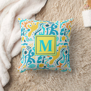 Modernes Abstrakt geometrisches Monogramm Kissen