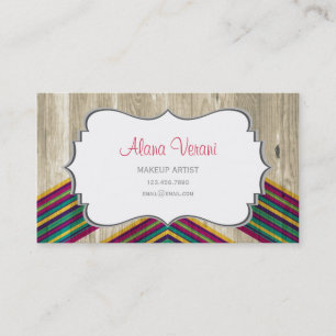 Modernes Abstrakt geometrisches Muster auf Holz Visitenkarte