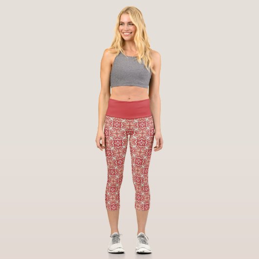 Modernes Abstrakt geometrisches Muster Capri Leggings (Vorderseite)