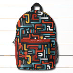Modernes Abstrakt geometrisches Muster Personalisi Bedruckter Rucksack<br><div class="desc">Modernes Abstrakt Geometrisches Muster Personalisierter Name Backpack bietet ein modernes abstraktes geometrisches Muster in Schwarz,  Braun,  Blau,  Gelb und Weiß mit personalisiertem Namen,  Monogramm oder Text. Ideal für Schule,  Sport,  Gymnastik,  Reisen und vieles mehr. Entworfen von ©Evco Studio www.zazzle.com/store/evcostudio</div>