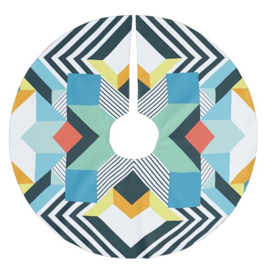 Modernes Abstrakt geometrisches Muster. Polyester Weihnachtsbaumdecke (Vorderseite)