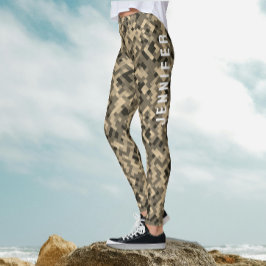 Modernes, Abstrakt geometrisches, rotes, beiges Mu Leggings