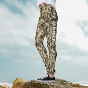 Modernes, Abstrakt geometrisches, rotes, beiges Mu Leggings