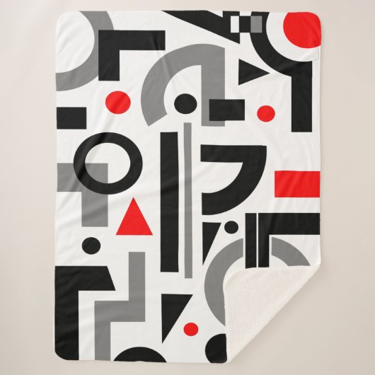 Modernes Abstrakt-Grau-Schwarz-weiß Sherpadecke (Vorderseite)