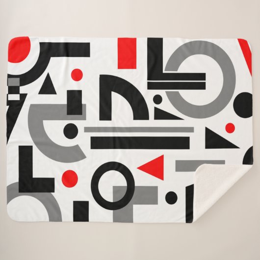 Modernes Abstrakt-Grau-Schwarz-weiß Sherpadecke (Vorderseite (Horizontal))