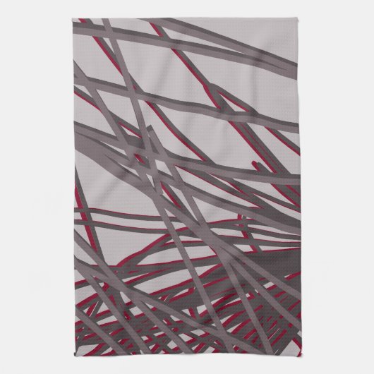 Modernes Abstrakt-Grau- und Burgundy-Design Geschirrtuch (Vertikal)
