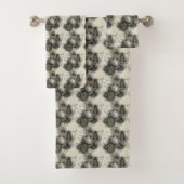 Modernes, Abstrakt-grünes, beigefarbenes Muster Badhandtuch Set (Insitu)